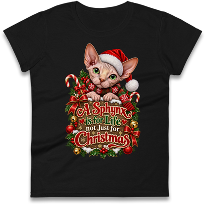 Sphynx Cat Christmas Ladies T-Shirt