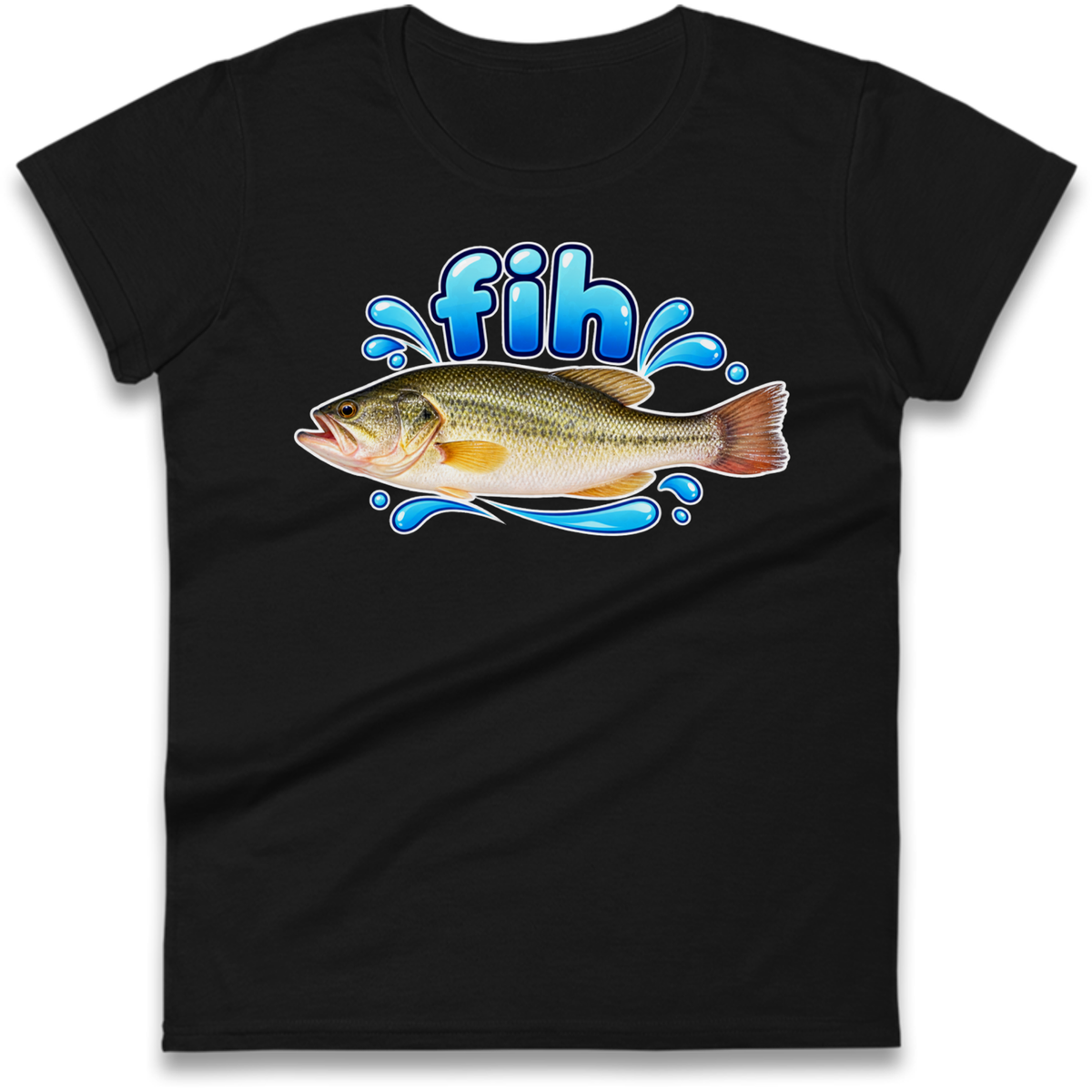Fih Funny Bass Fish Ladies T-Shirt