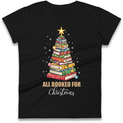 Book Tree Christmas Ladies T-Shirt