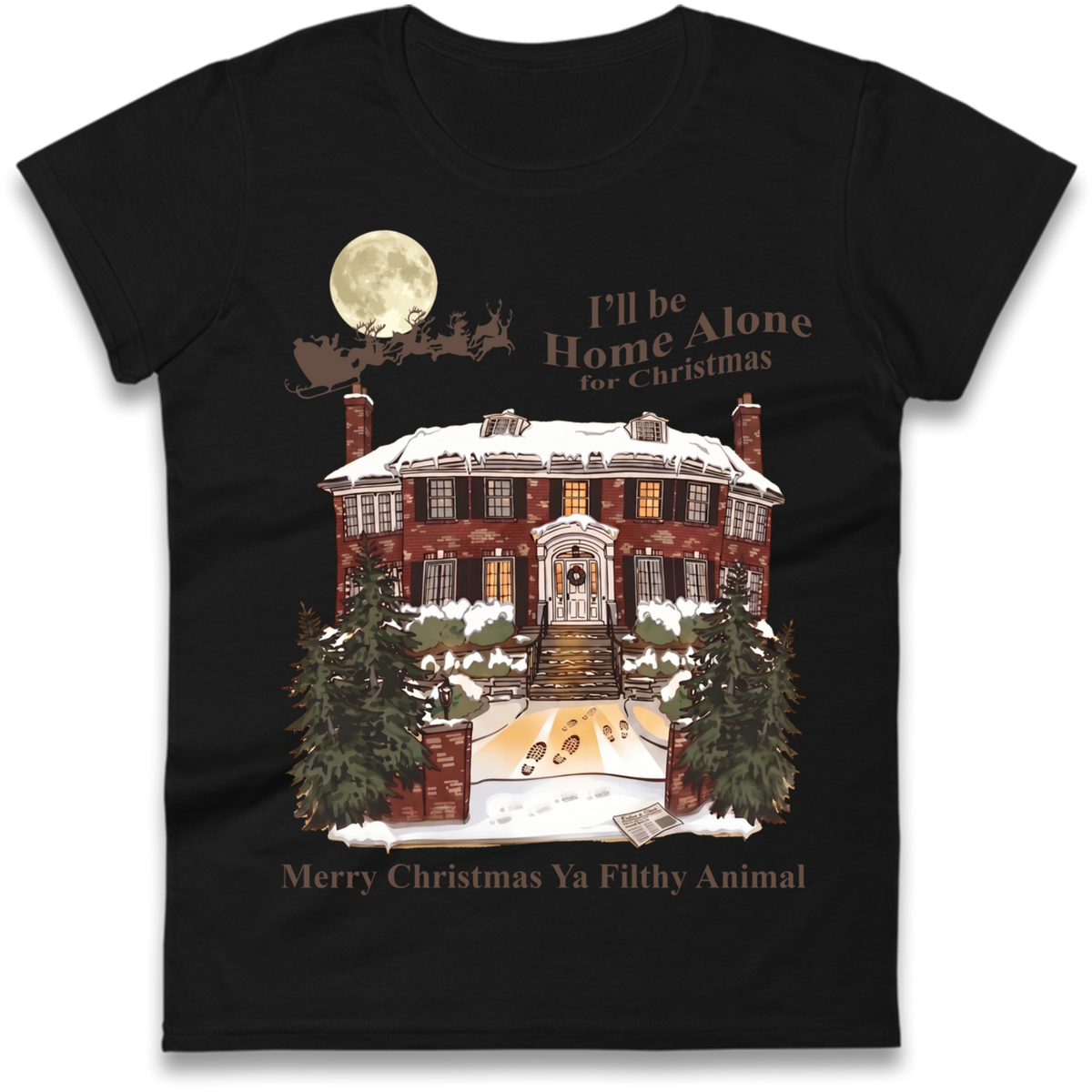 Home Alone Festive Christmas Ladies T-Shirt