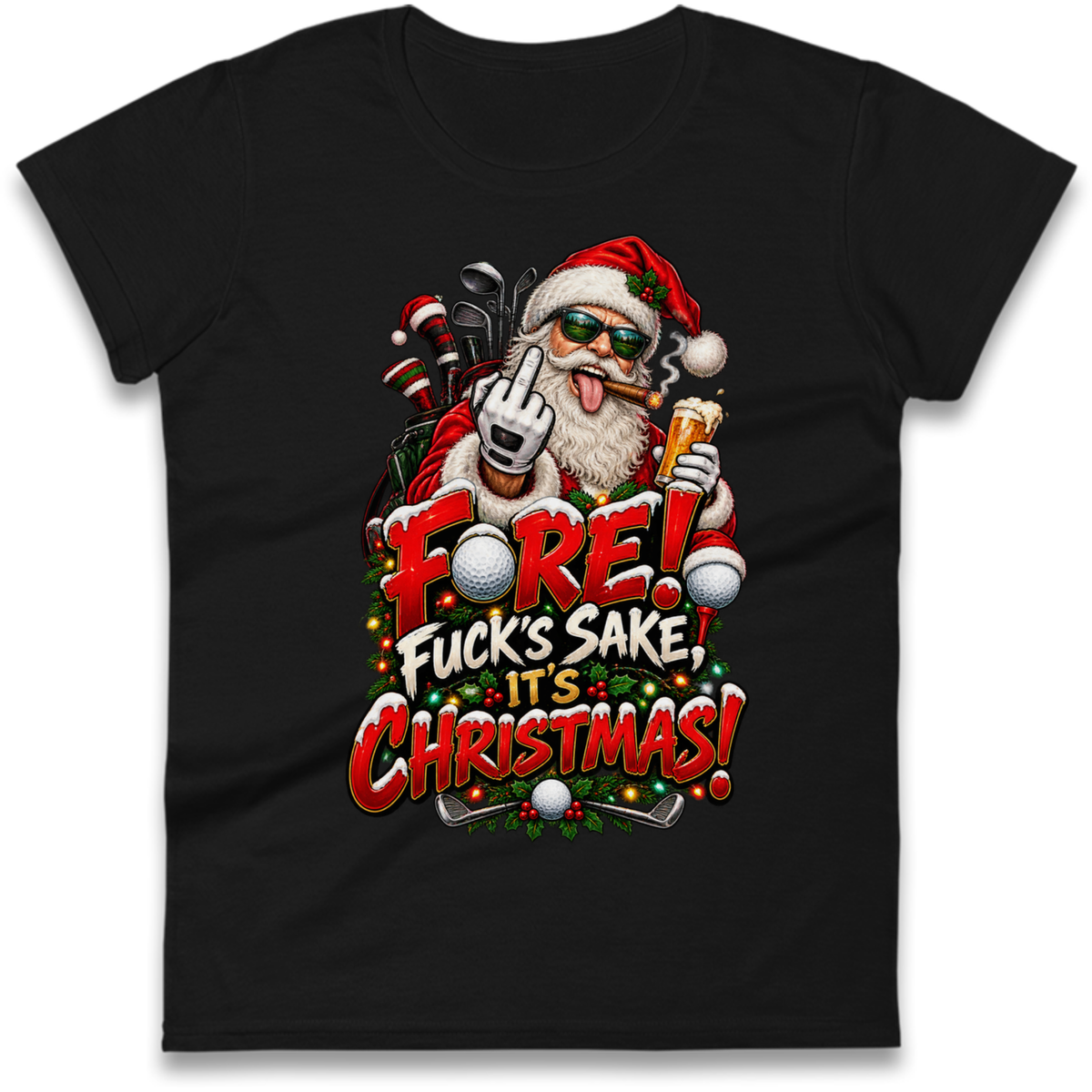 Rude Golf Christmas Ladies T-Shirt