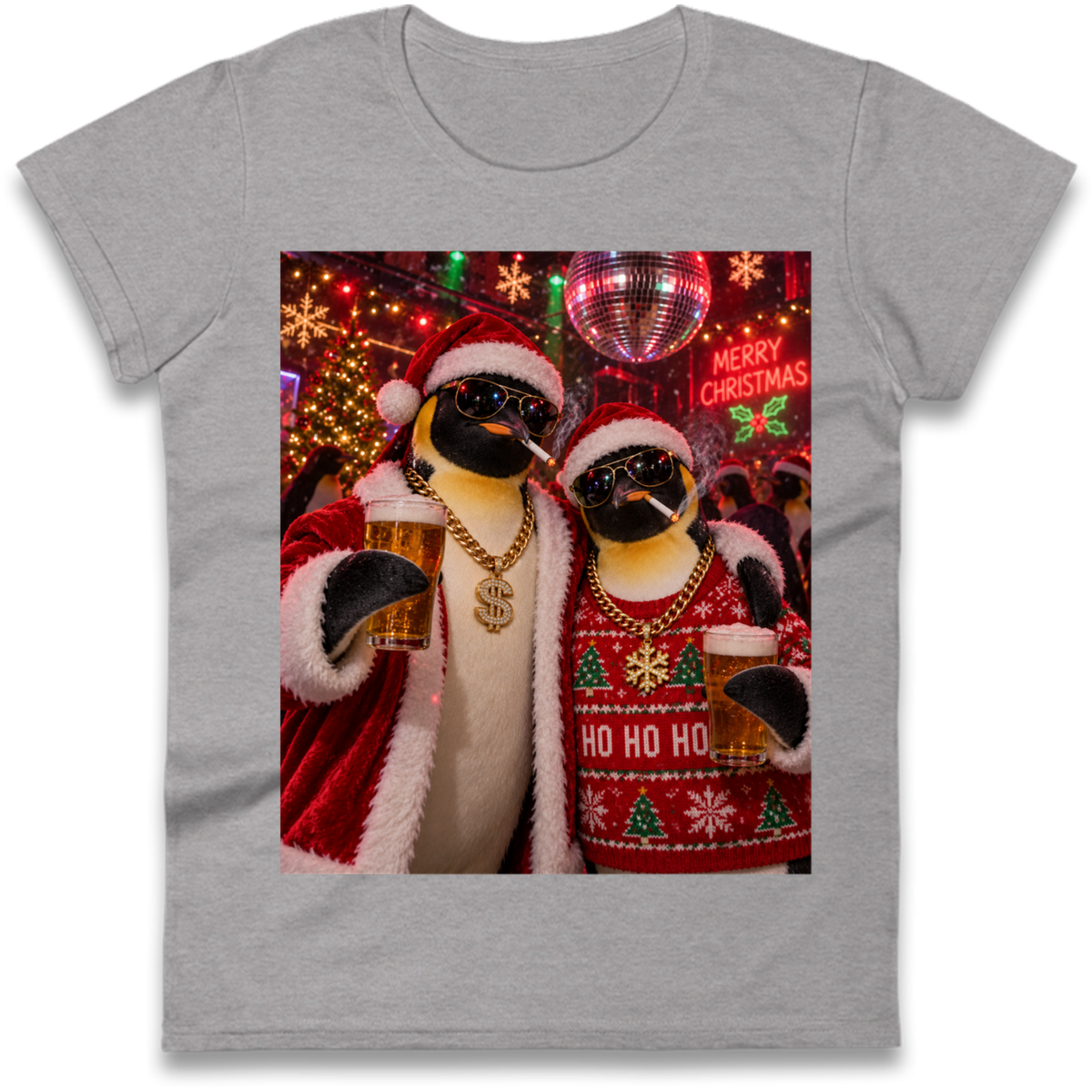 Penguin Christmas Ladies T-Shirt