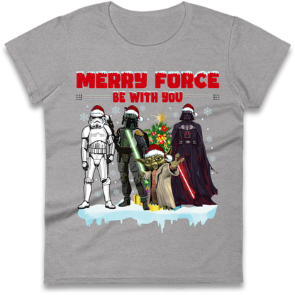 Merry Force Be With You Christmas Ladies T-Shirt