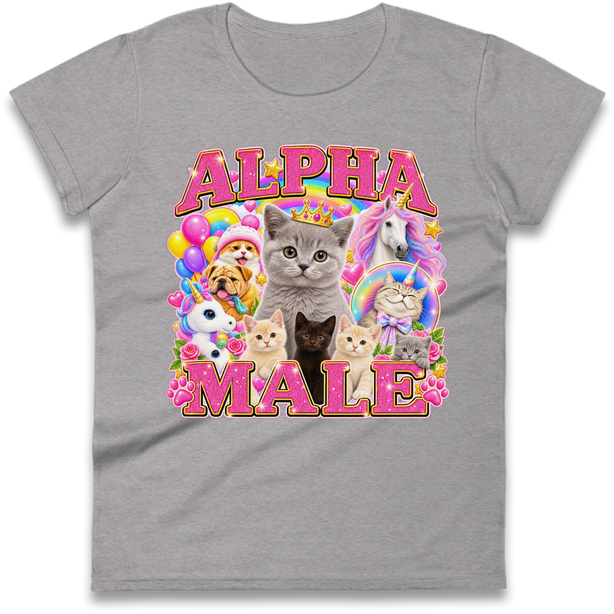 Alpha Male Funny Kitten Unicorn Ladies T-Shirt