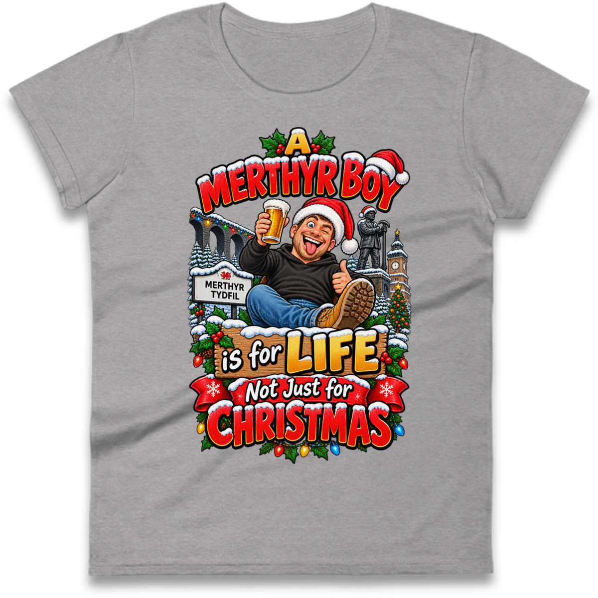 Merthyr Boy Christmas Ladies T-Shirt