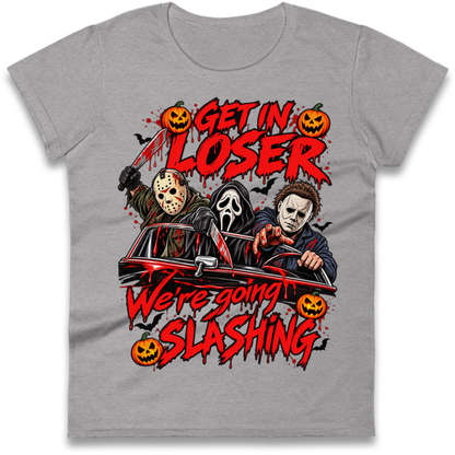 Retro Horror Movie Halloween Slasher Villains Ladies T-Shirt