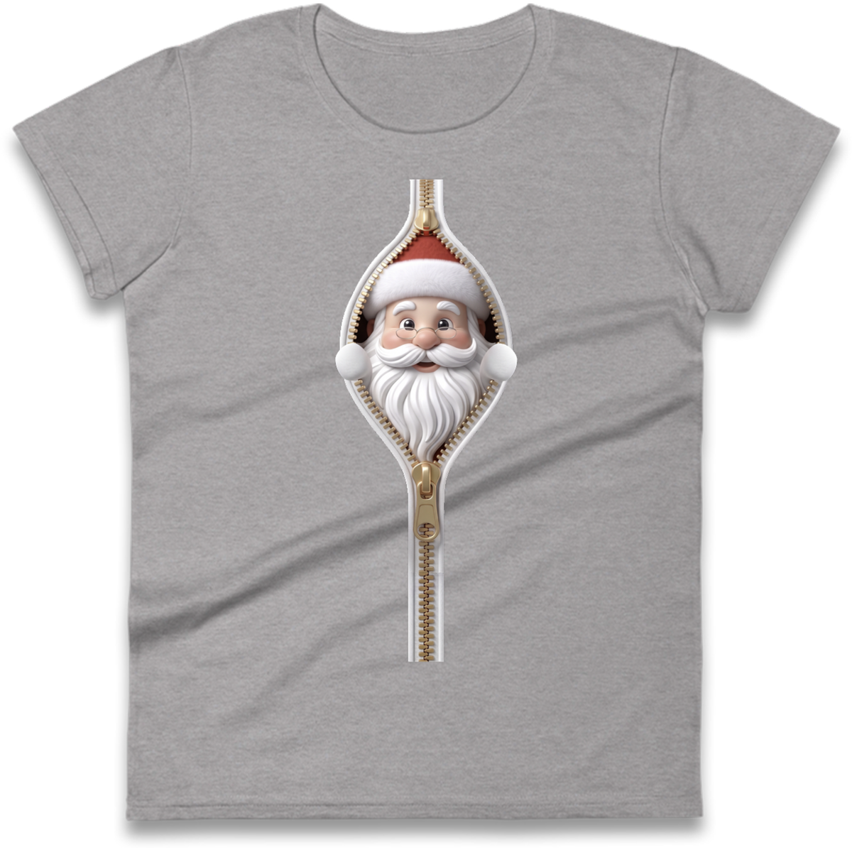 Santa Face Novelty Ladies T-Shirt