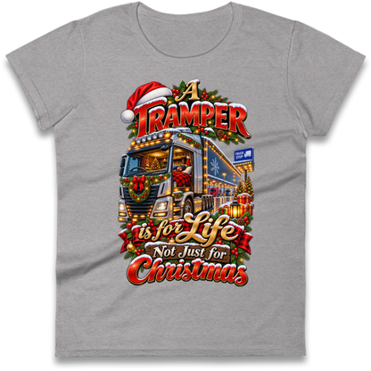 Trucker Christmas Ladies T-Shirt