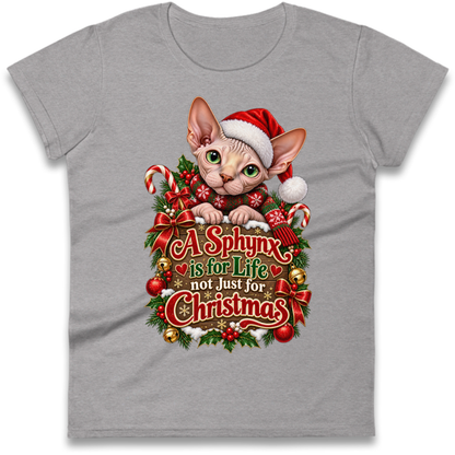 Sphynx Cat Christmas Ladies T-Shirt