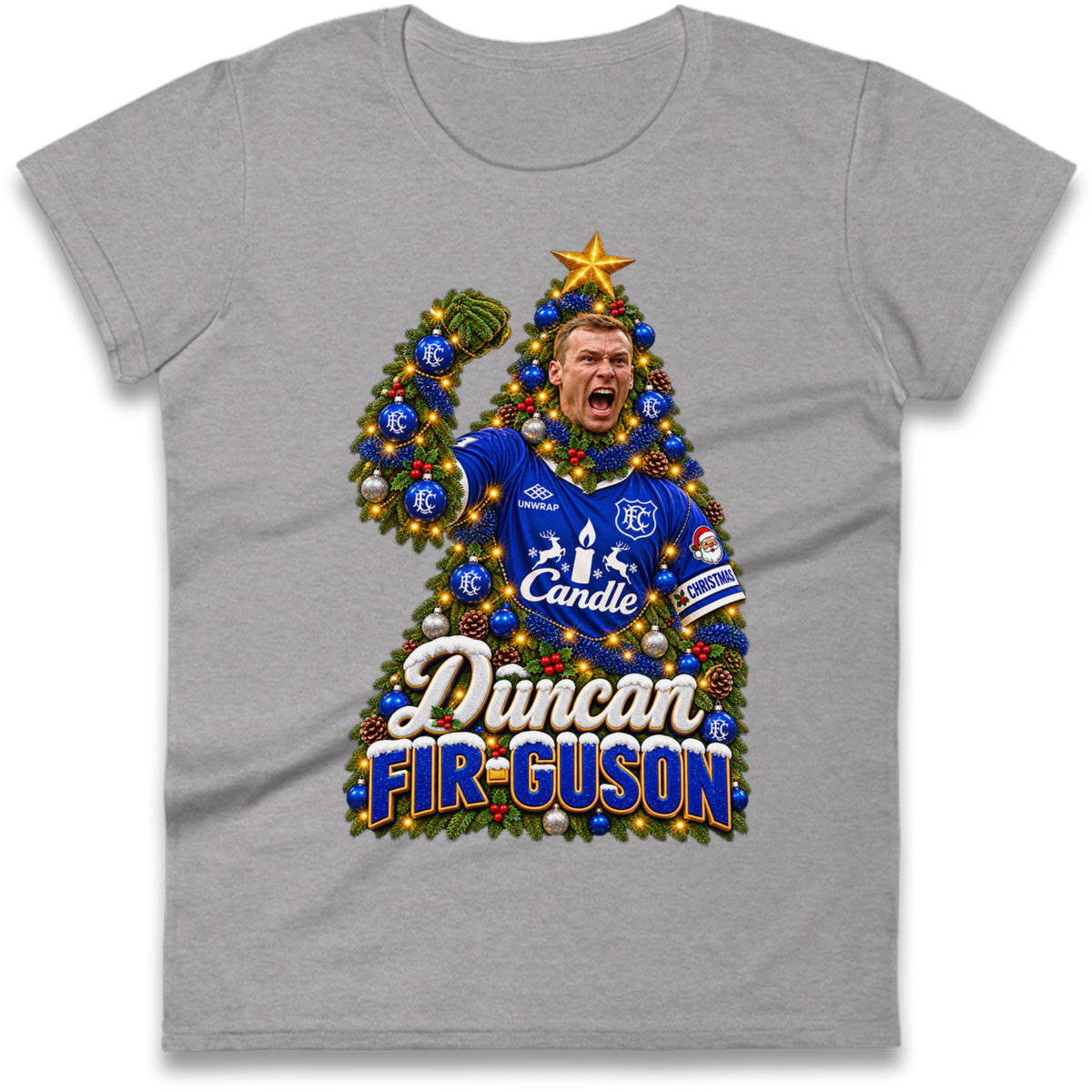Duncan Ferguson Everton Christmas Ladies T-Shirt