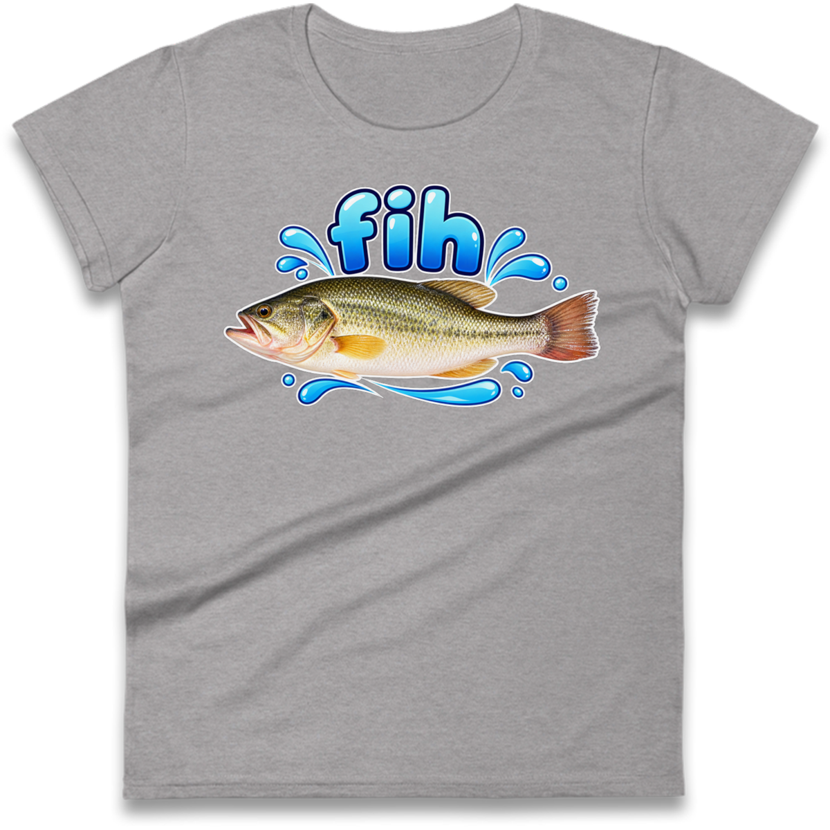 Fih Funny Bass Fish Ladies T-Shirt