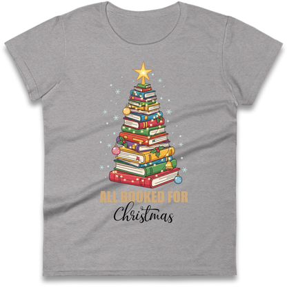 Book Tree Christmas Ladies T-Shirt