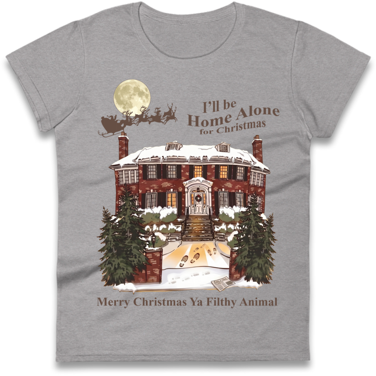 Home Alone Festive Christmas Ladies T-Shirt