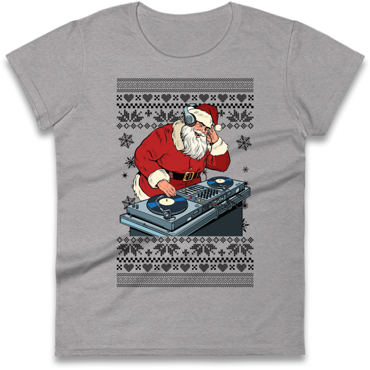 DJ Santa Christmas Ladies T-Shirt