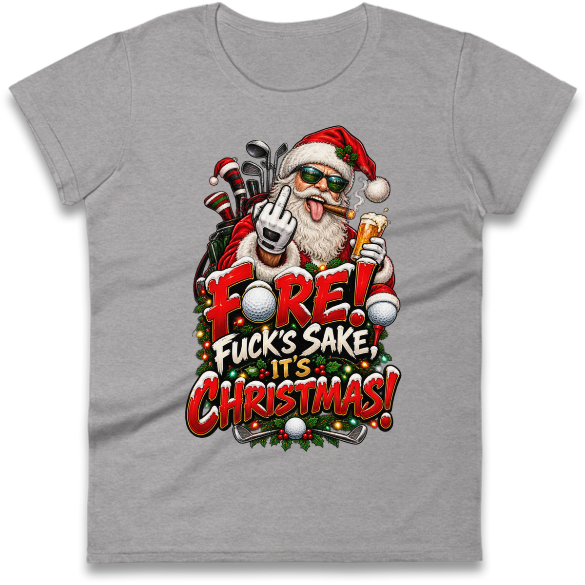 Rude Golf Christmas Ladies T-Shirt