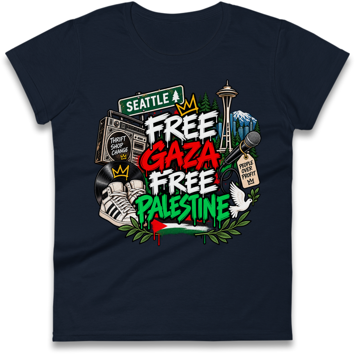 Macklemore Ed Sheeran Tour Palestine Ladies T-Shirt