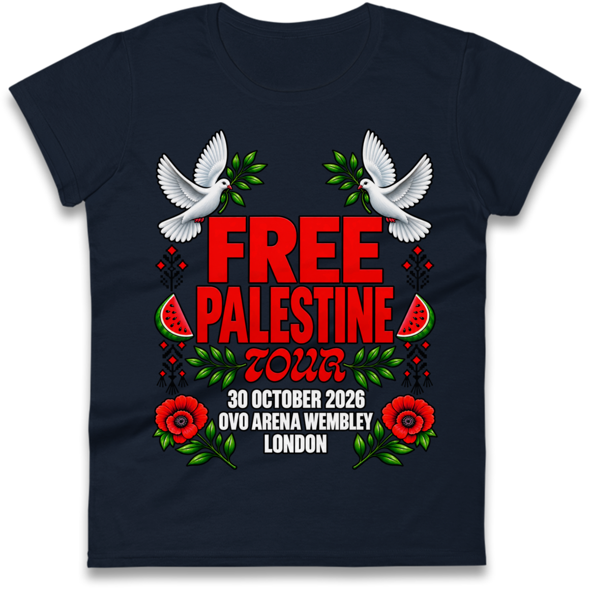 Macklemore and Friends Free Palestine Tour London 2026 Ladies T-Shirt