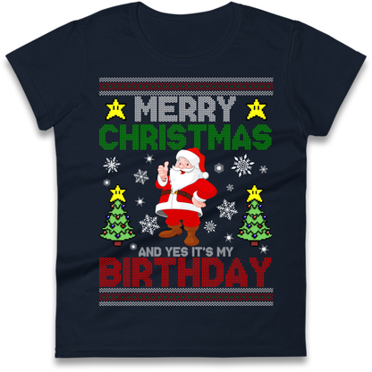Santa birthday design Ladies T-Shirt
