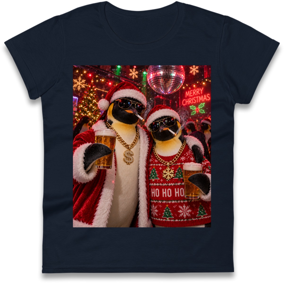Penguin Christmas Ladies T-Shirt