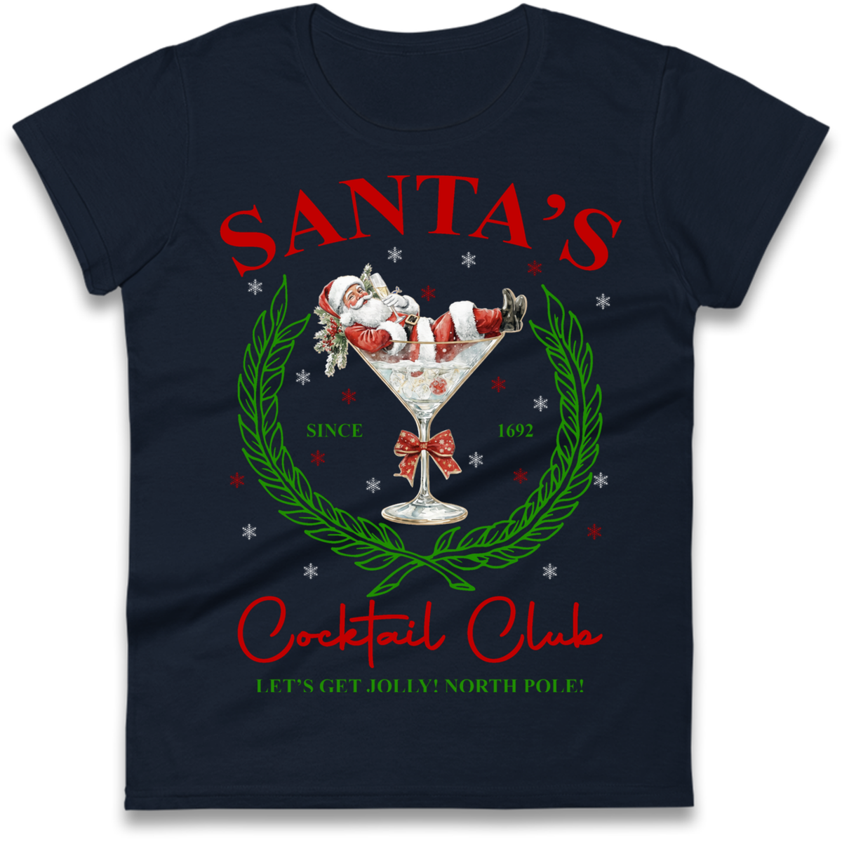 Cocktail Lover Christmas Ladies T-Shirt