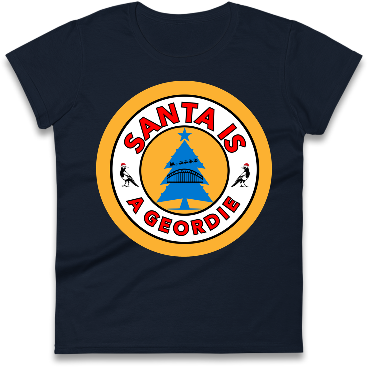 Geordie Santa  Christmas Ladies T-Shirt
