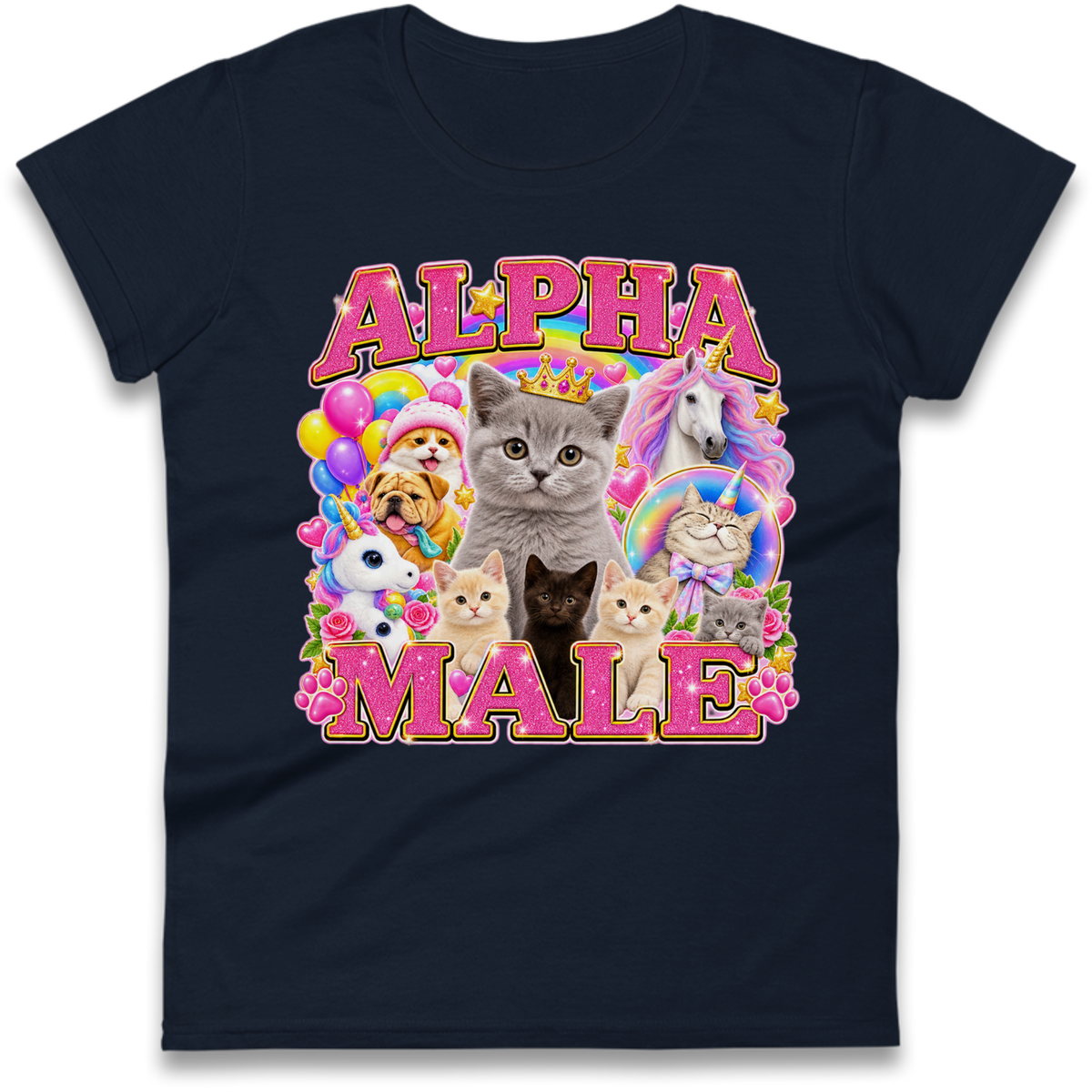 Alpha Male Funny Kitten Unicorn Ladies T-Shirt