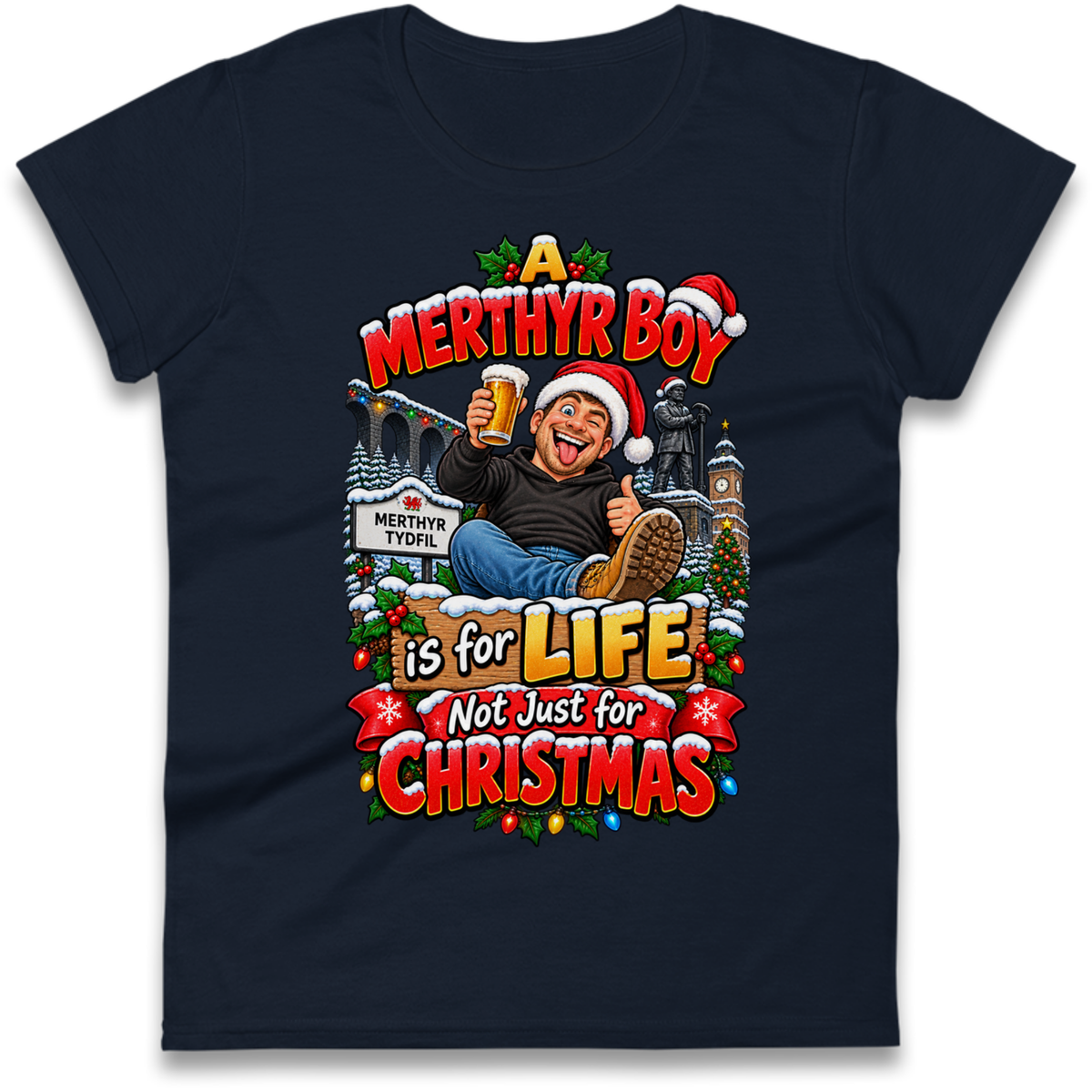 Merthyr Boy Christmas Ladies T-Shirt