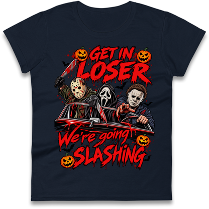 Retro Horror Movie Halloween Slasher Villains Ladies T-Shirt