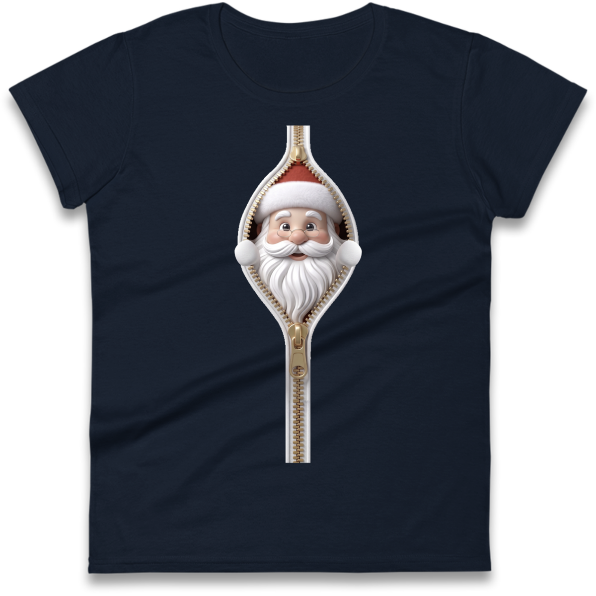 Santa Face Novelty Ladies T-Shirt