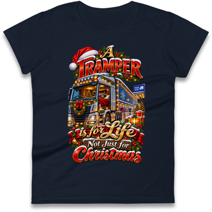 Trucker Christmas Ladies T-Shirt