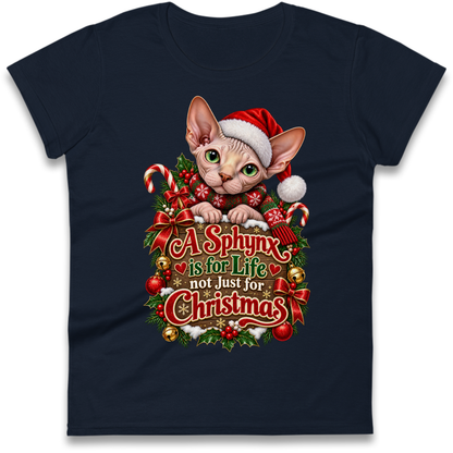 Sphynx Cat Christmas Ladies T-Shirt