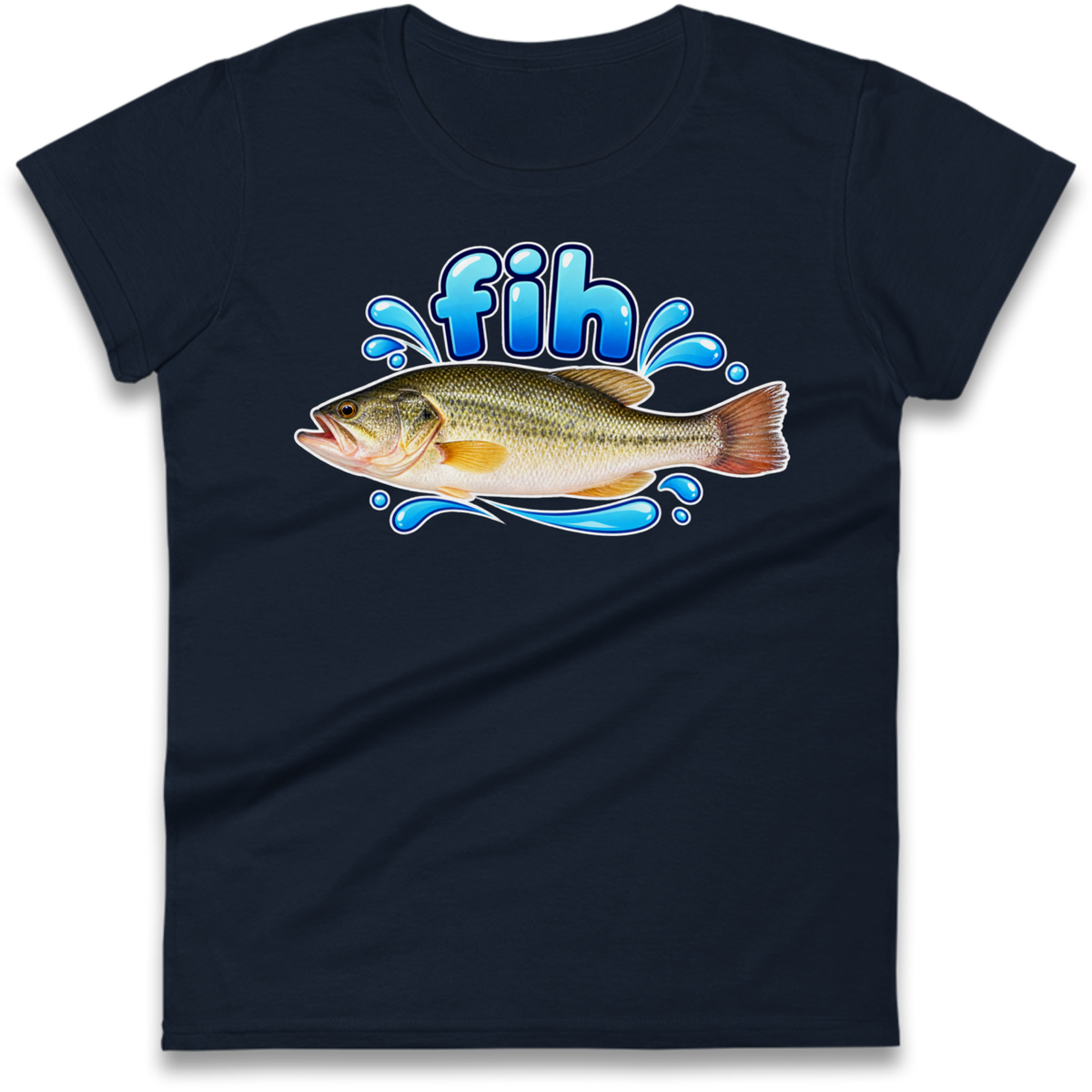 Fih Funny Bass Fish Ladies T-Shirt