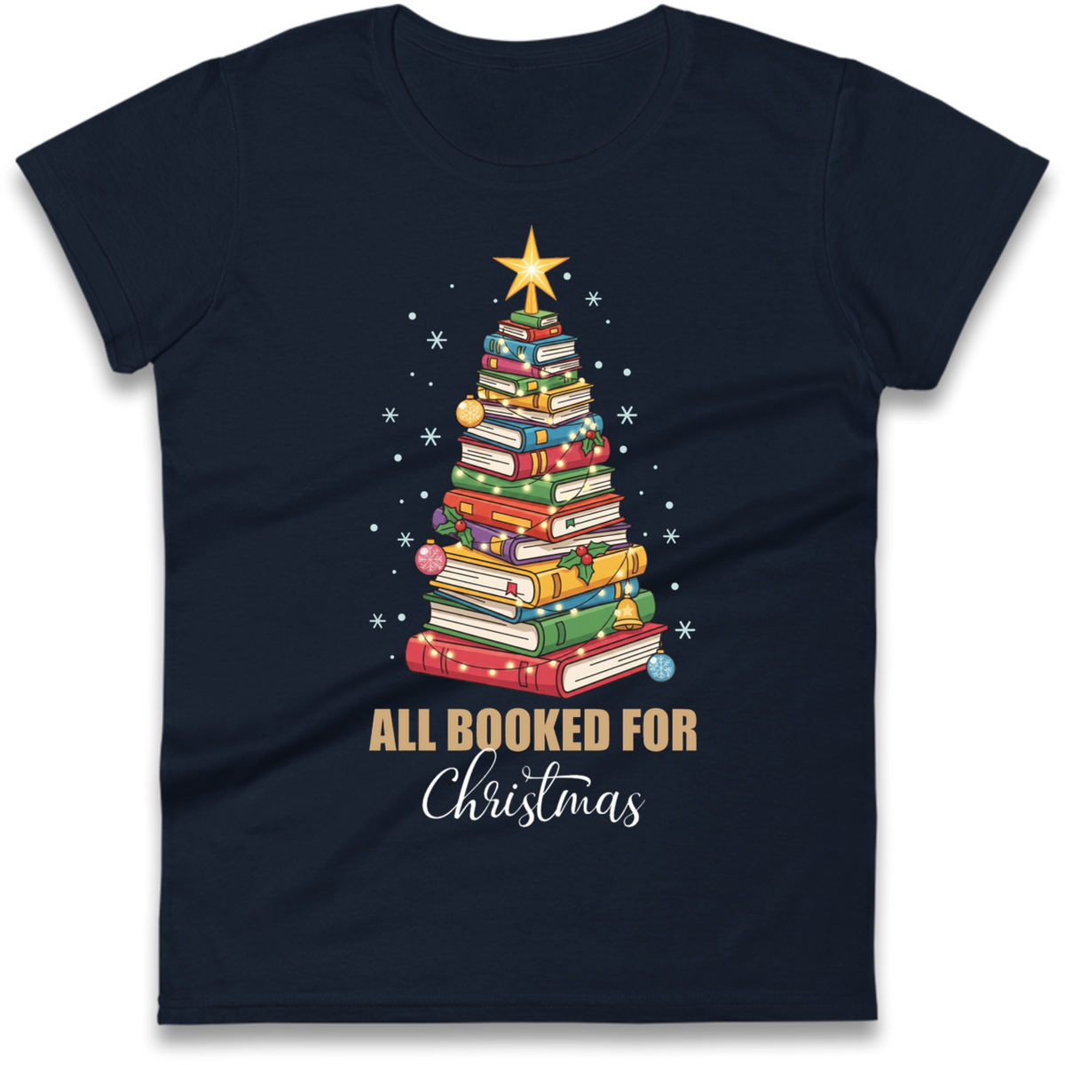 Book Tree Christmas Ladies T-Shirt