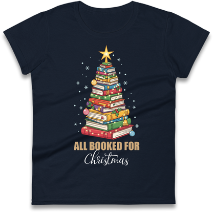 Book Tree Christmas Ladies T-Shirt