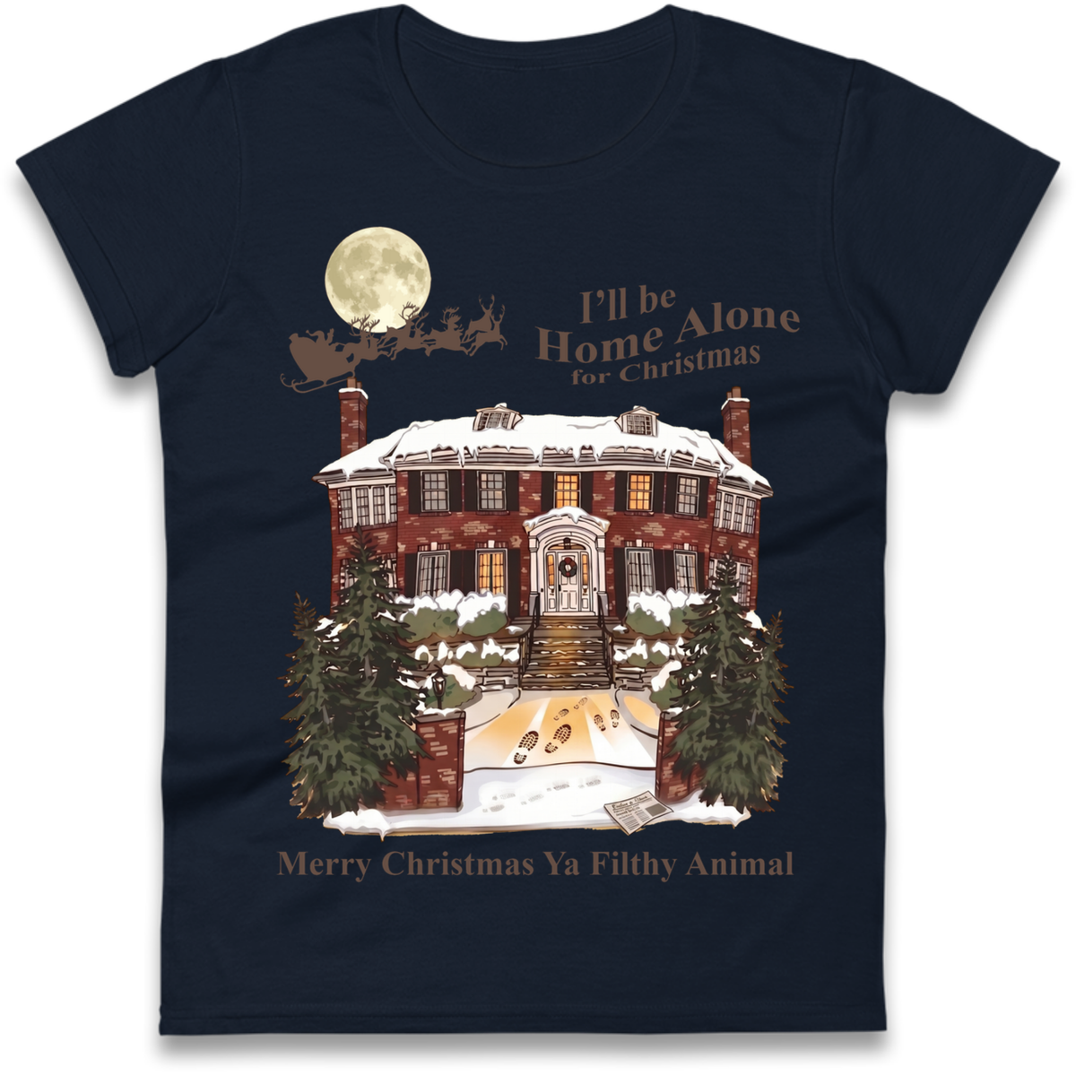 Home Alone Festive Christmas Ladies T-Shirt