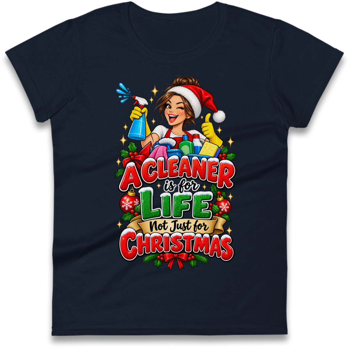 Cleaner Christmas Ladies T-Shirt