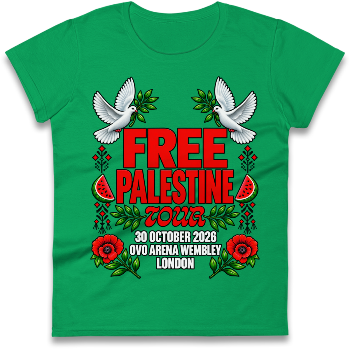 Macklemore and Friends Free Palestine Tour London 2026 Ladies T-Shirt