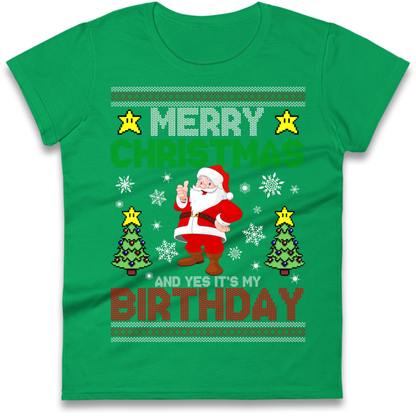 Santa birthday design Ladies T-Shirt