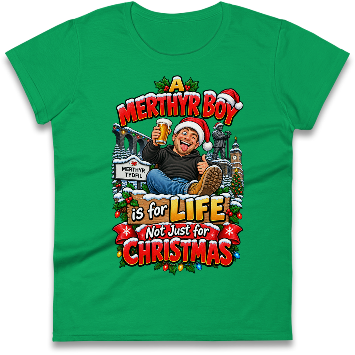 Merthyr Boy Christmas Ladies T-Shirt