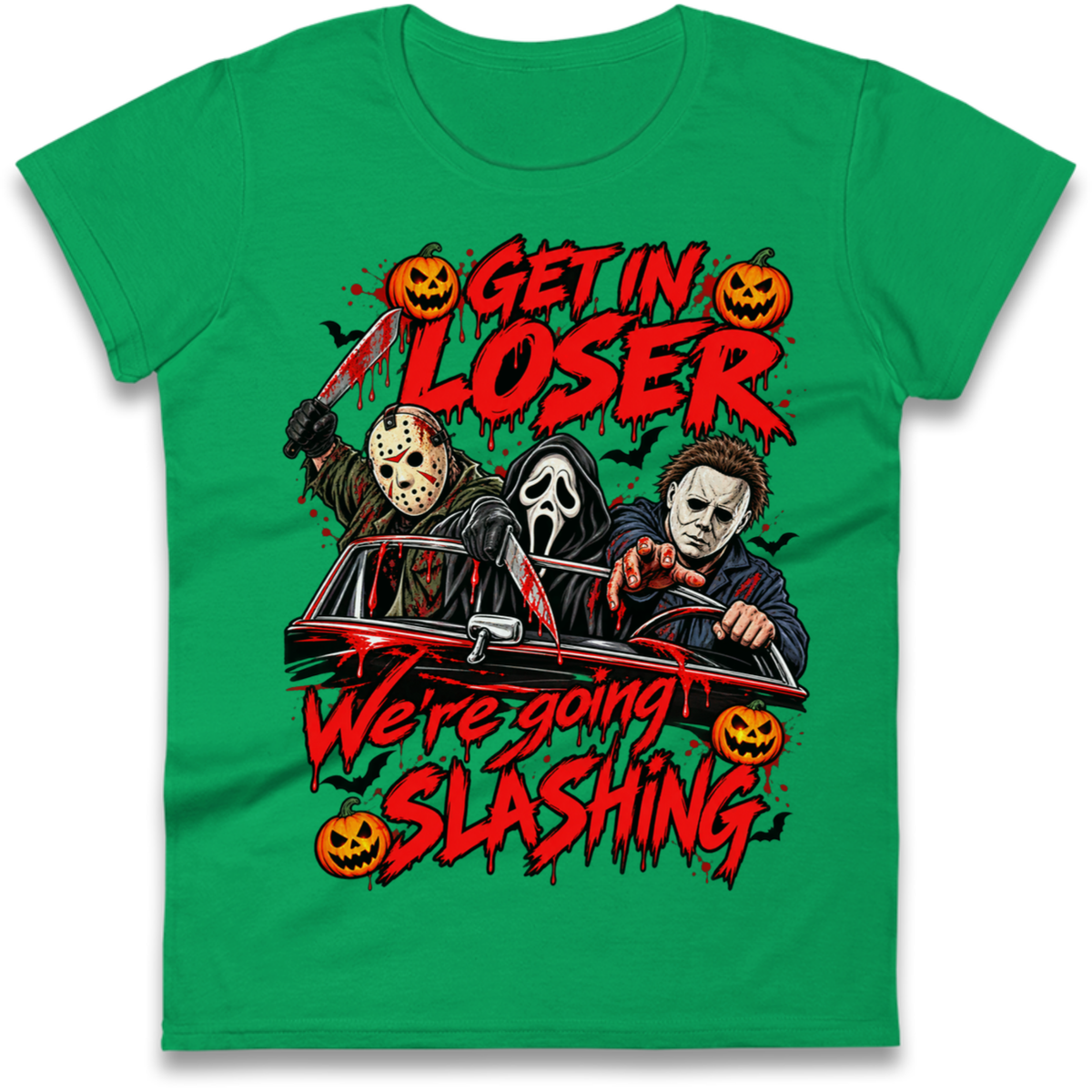 Retro Horror Movie Halloween Slasher Villains Ladies T-Shirt