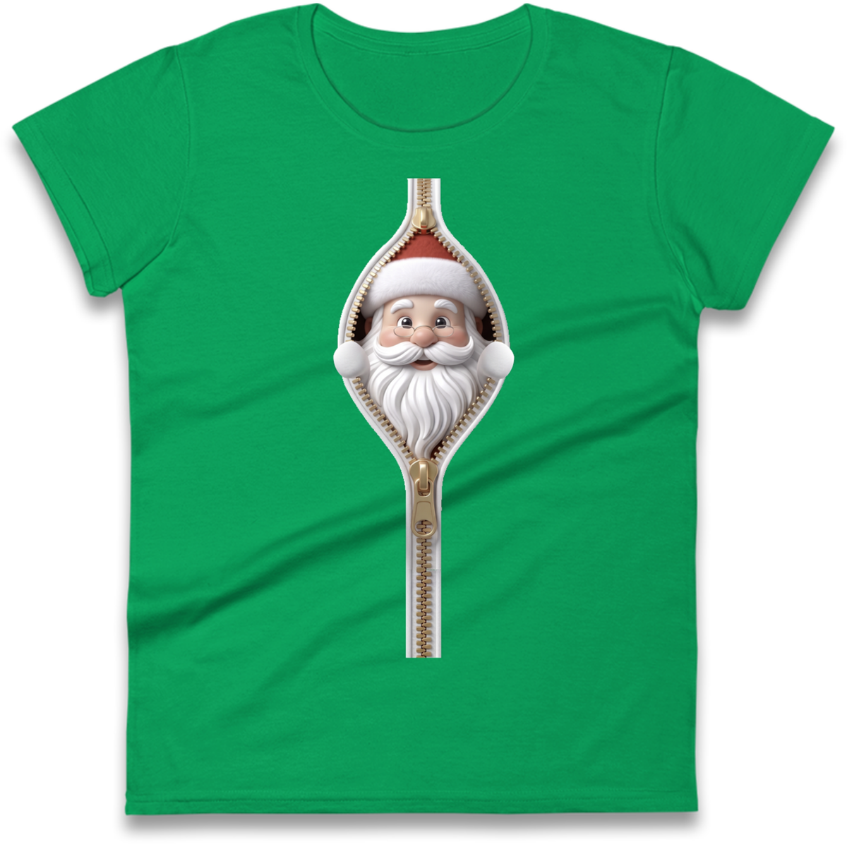 Santa Face Novelty Ladies T-Shirt