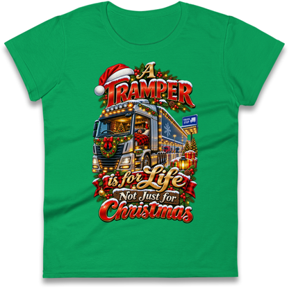Trucker Christmas Ladies T-Shirt