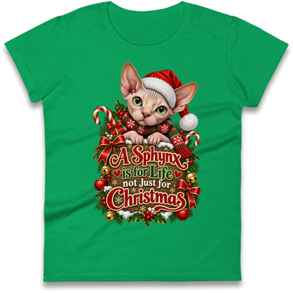 Sphynx Cat Christmas Ladies T-Shirt