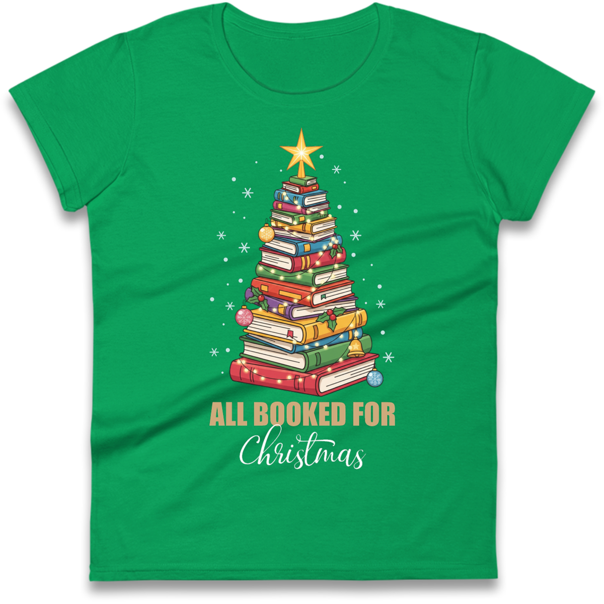 Book Tree Christmas Ladies T-Shirt