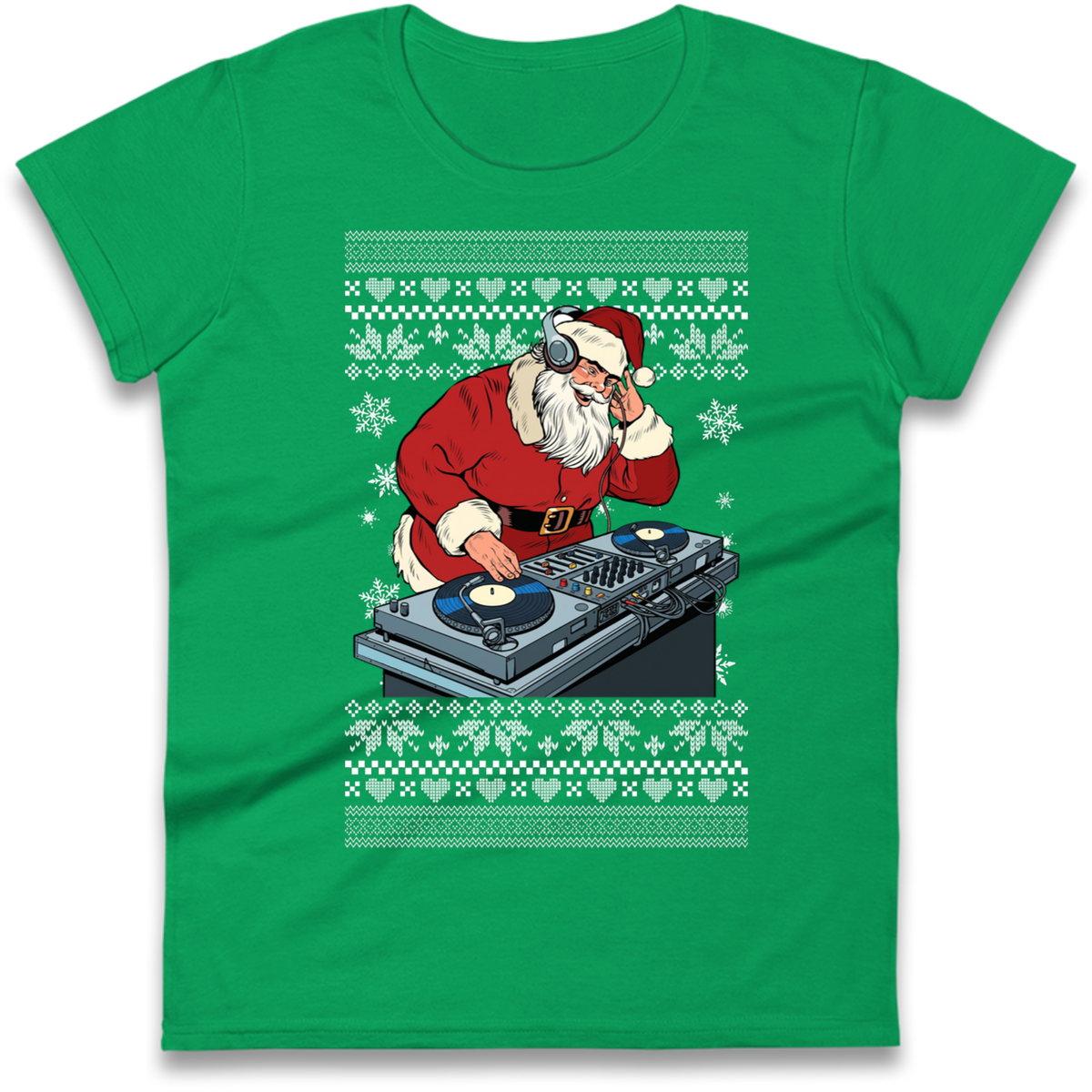 DJ Santa Christmas Ladies T-Shirt