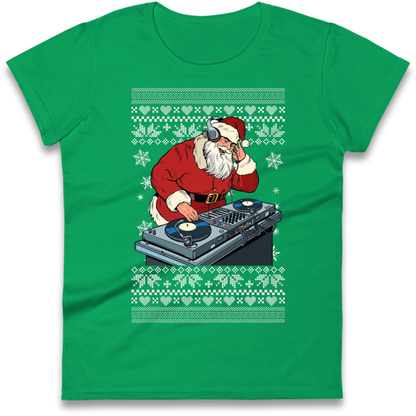 DJ Santa Christmas Ladies T-Shirt