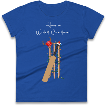 Cricket Bat Graphic Christmas Ladies T-Shirt