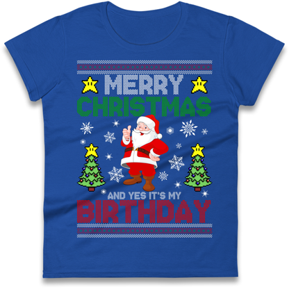 Santa birthday design Ladies T-Shirt