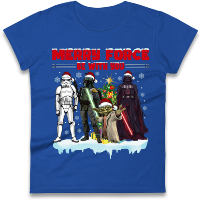 Merry Force Be With You Christmas Ladies T-Shirt