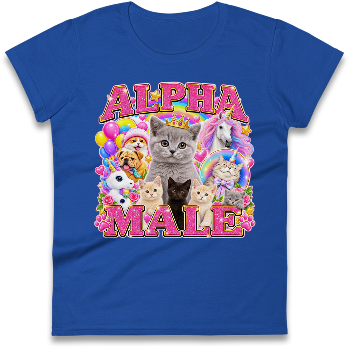 Alpha Male Funny Kitten Unicorn Ladies T-Shirt